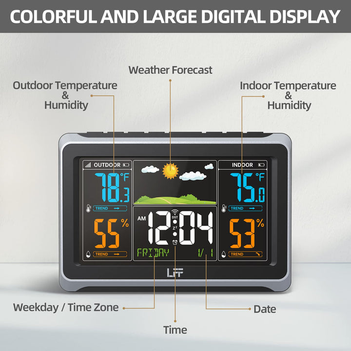 LFF Weather Stations Wireless Indoor Outdoor Thermometer Wireless Color  Display